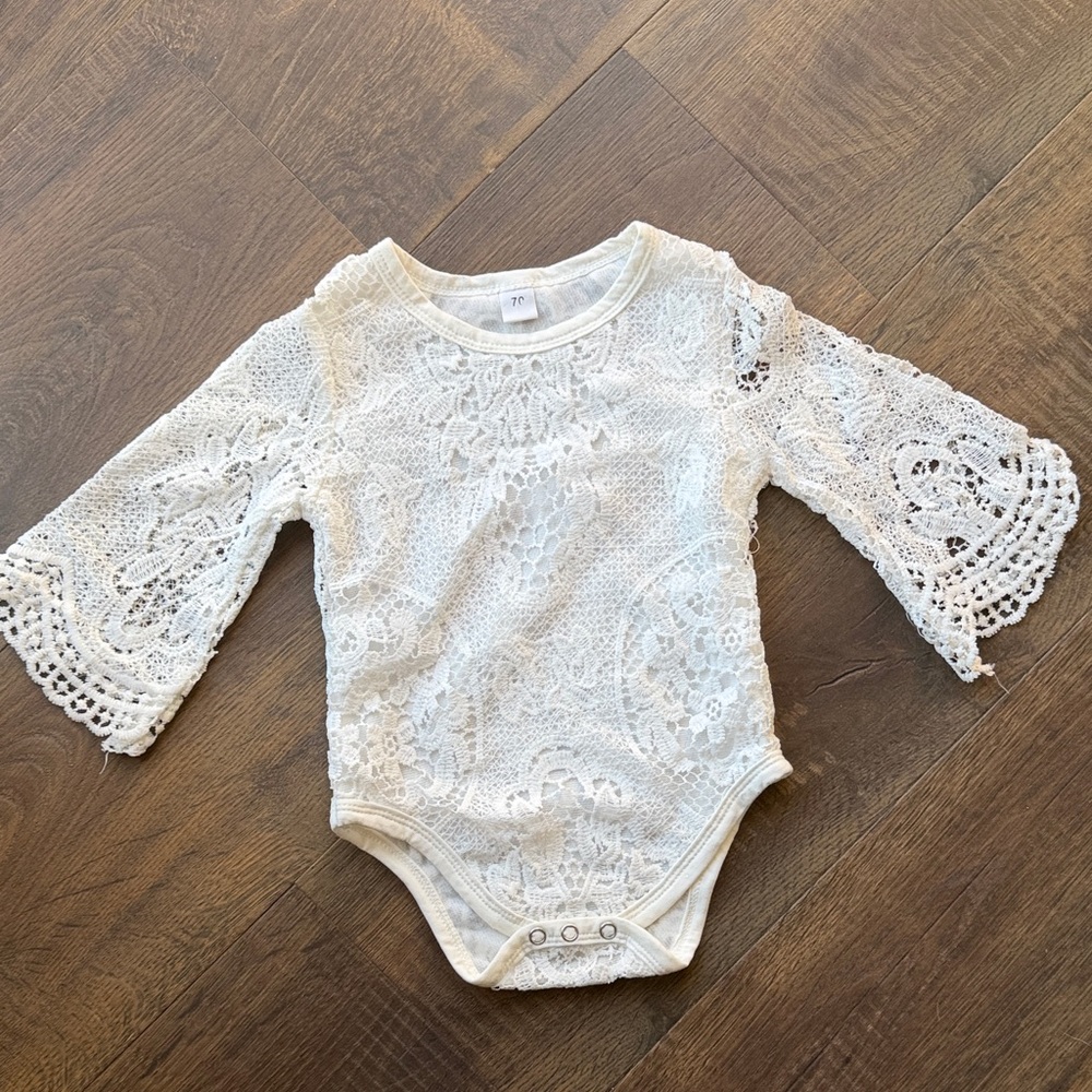Elegant Lace White Baby One Piece